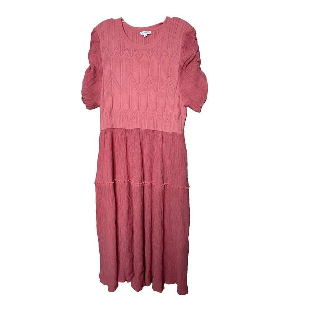 SWEET SALT Dress Sz XXL Short Sleeve Casual Crinkle Knit Easter Modest